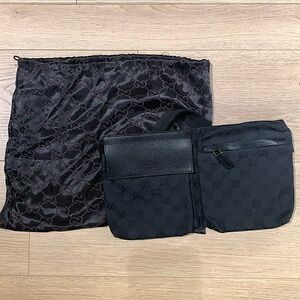 GUCCI monogram body/belt bag in black